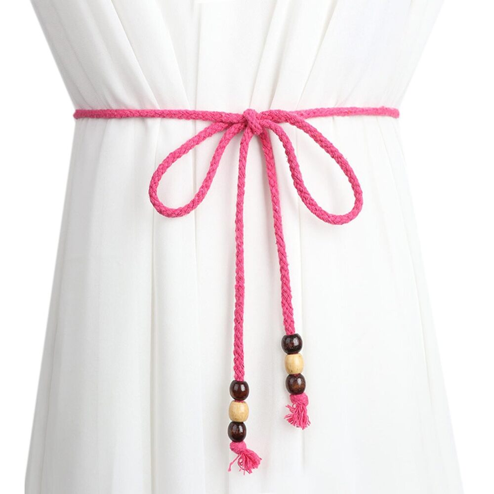 9516 Women Girls Boho Weave Cotton Braided Waist Tie Belt Wrap Cloth Belts